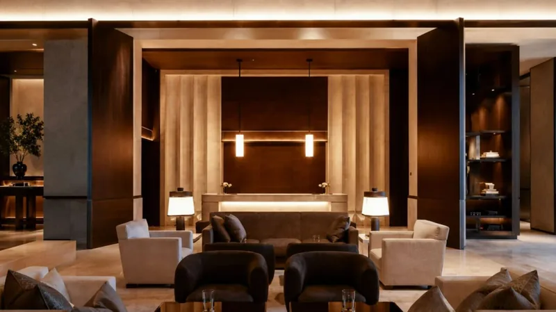 The GENS by Botanica lobby and reception in warm timber