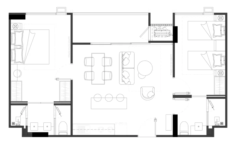 The GENS floor plan: 2 bedrooms Premium Living Center, 71.55 m², furnished